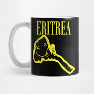 Vibrant Eritrea Africa x Eyes Happy Face: Unleash Your 90s Grunge Spirit! Smiling Squiggly Mouth Dazed Smiley Face Mug